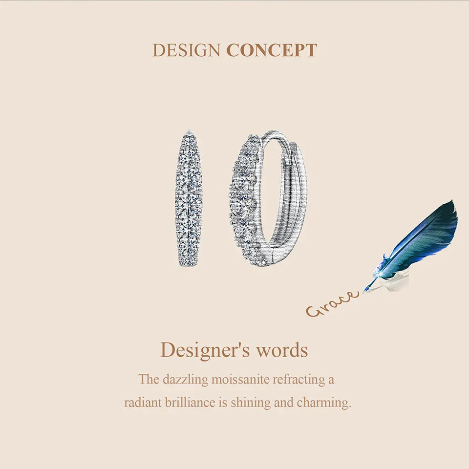 BAMOER Moissanite Huggie Hoop Earrings for Women, 925 Sterling Silver Hypoallergenic Earrings with White Gold Plated MSE092