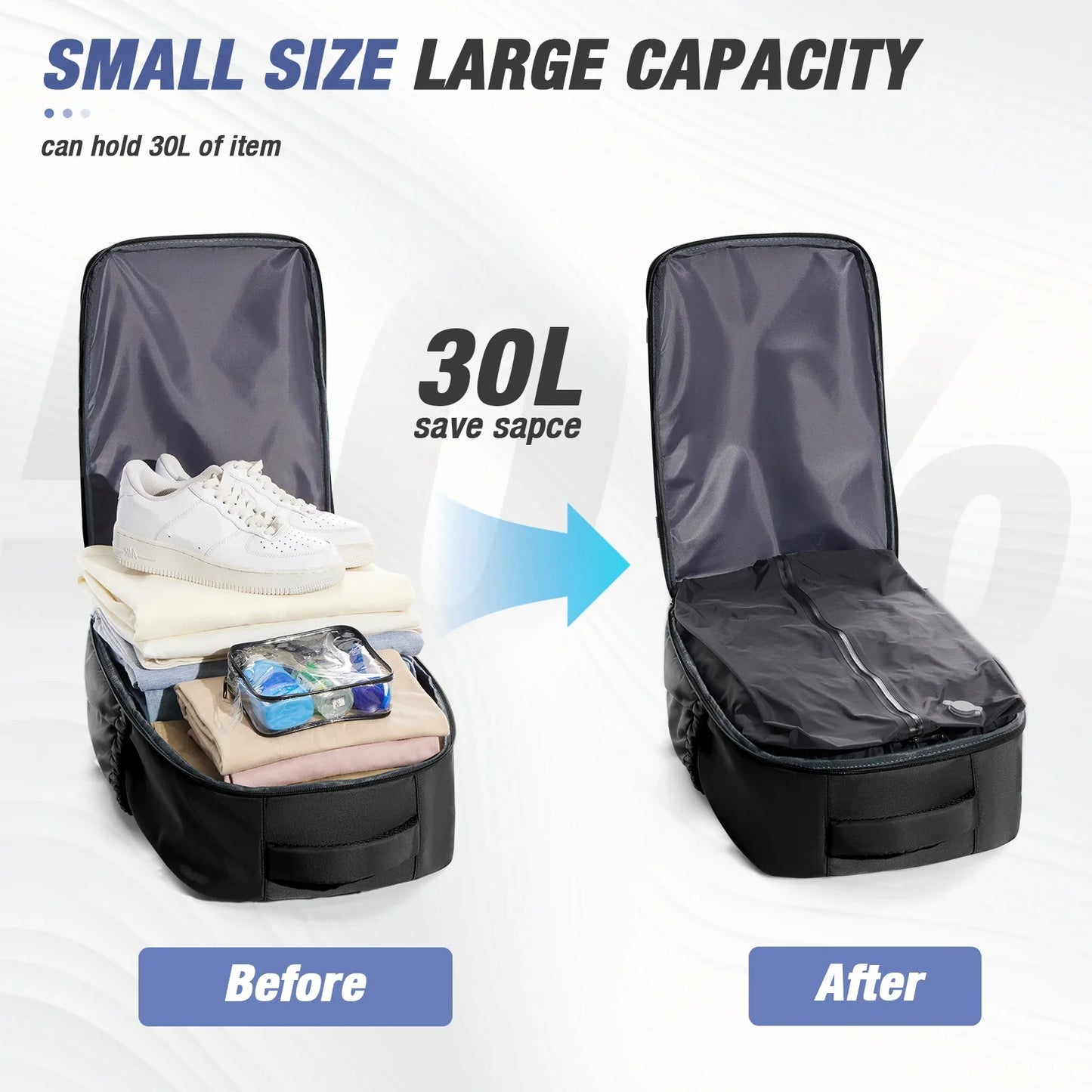 Men Vacuum Compression Backpack 15.6in Laptop Backpack Expand Hiking Vacuum Travel Backpack, Ryanair Backpack 40x30x20 Cabin Bag