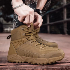 Brown Military Boots for Men Army America Hiking Shoes Waterproof Trekking Combat Ankle Boot Tactical Work Safety Shoes Big Size