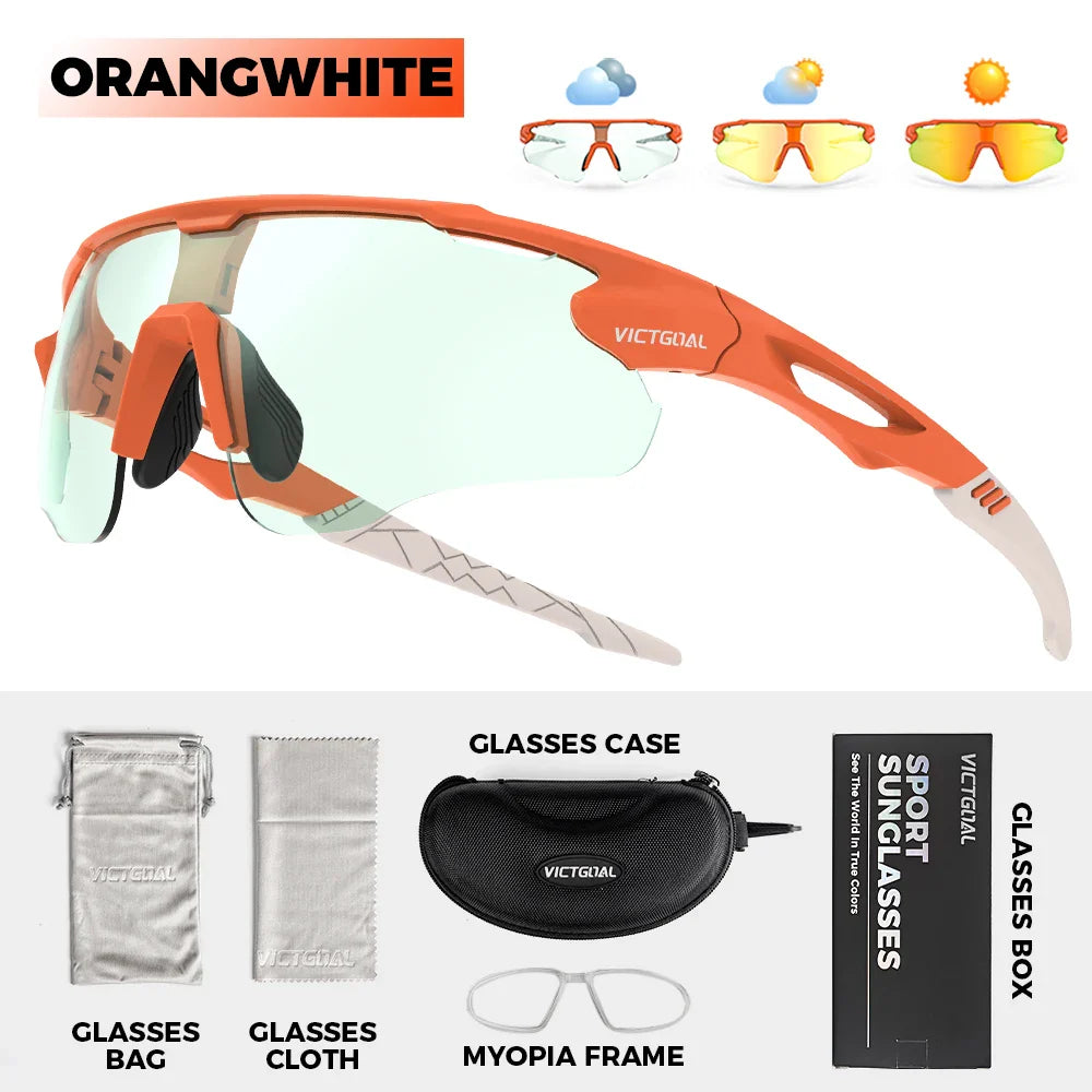 VICTGOAL Photochromic Cycling Sunglasses for Men Women Sports UV400 Protection Bicycle Eyewear MTB Mountain Road Bike Eyeglass