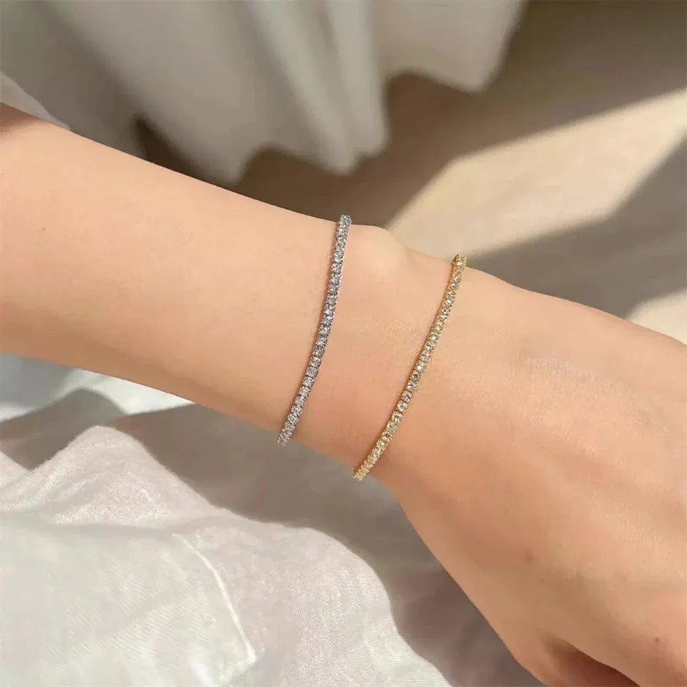 Stainless Steel Gold/ Silver Color 4mm Zirconia Chain Tennis Bracelets for Women 16/18 cm Wristband Pulsera Luxury Jewelry Gifts