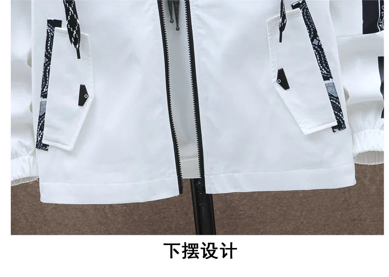 Spring Men Sportswear Tracksuit 2 Piece Running Sets Sports Hooded Jacket+Pant Sweatsuit Male Print Clothing Streetwear