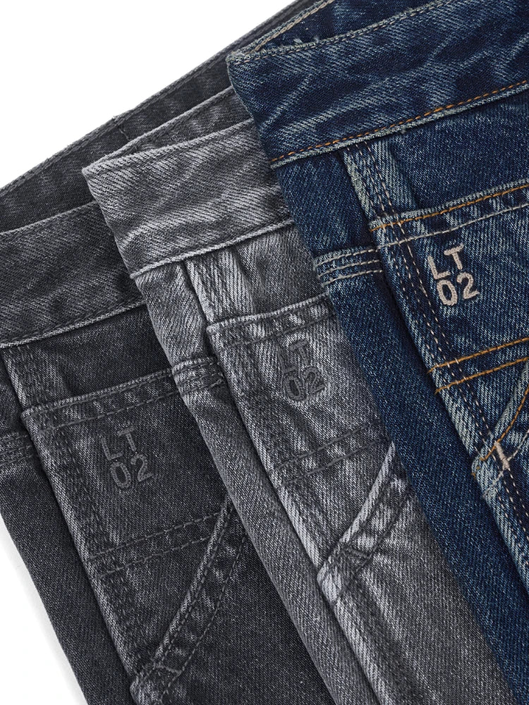 Loose Tapered Jeans Men Plus Size Washed Vintage Denim Trousers