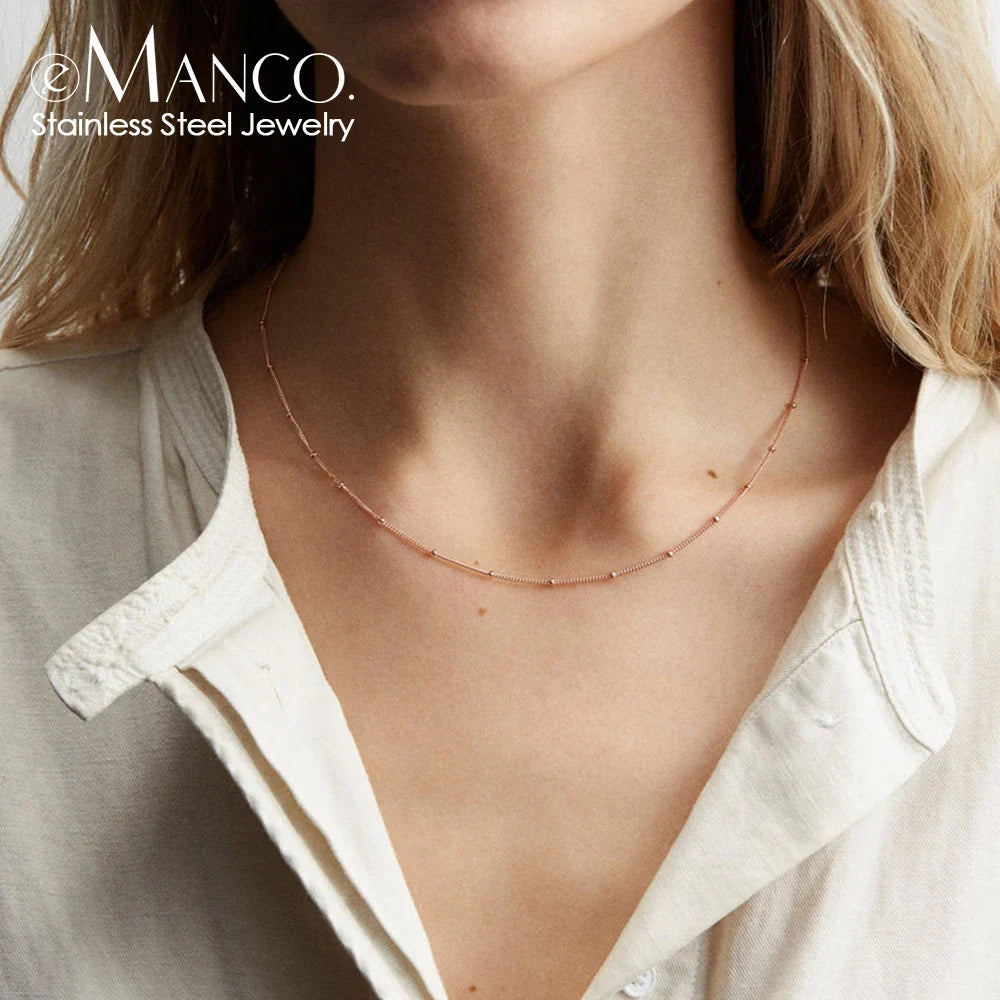 eManco Gold Color Stainless Steel  Chain Choker Necklace Women Chain Necklace Sets for Women gift