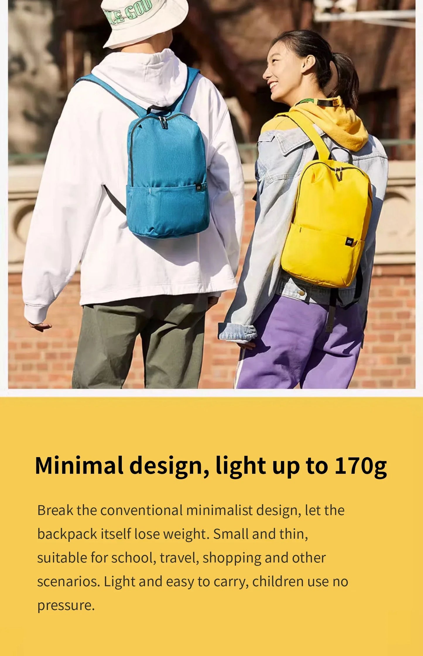Xiaomi colorful small backpack men's and women's shoulder bag outdoor waterproof ultra-lightweight student portable sports bag