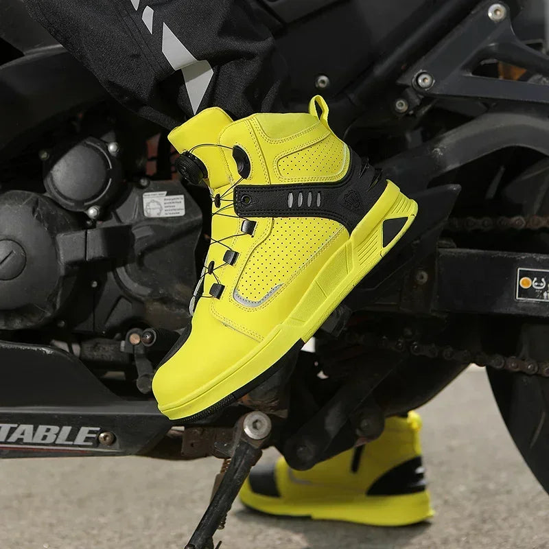 Riding Boots for Men Motorcycle New Leather Collision Avoidance Motos Shoes Anti Slip Wear-Resistant Motocross Protective Shoes