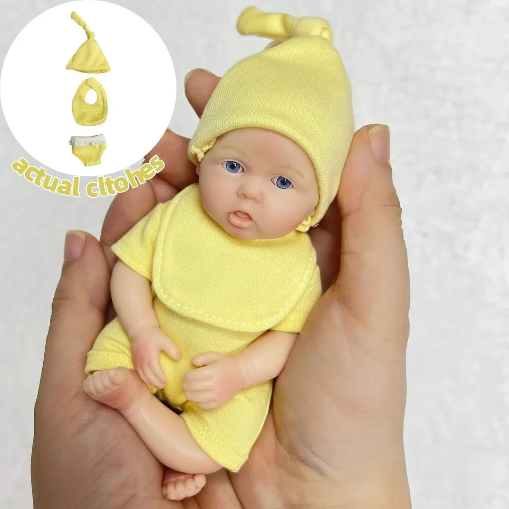 6Inch /15CM Mini Adorable Whole Solid Silicone Reborn Doll Painted Realistic Handmade Reborn Dolls For Kid's Gift Bebê Reborn