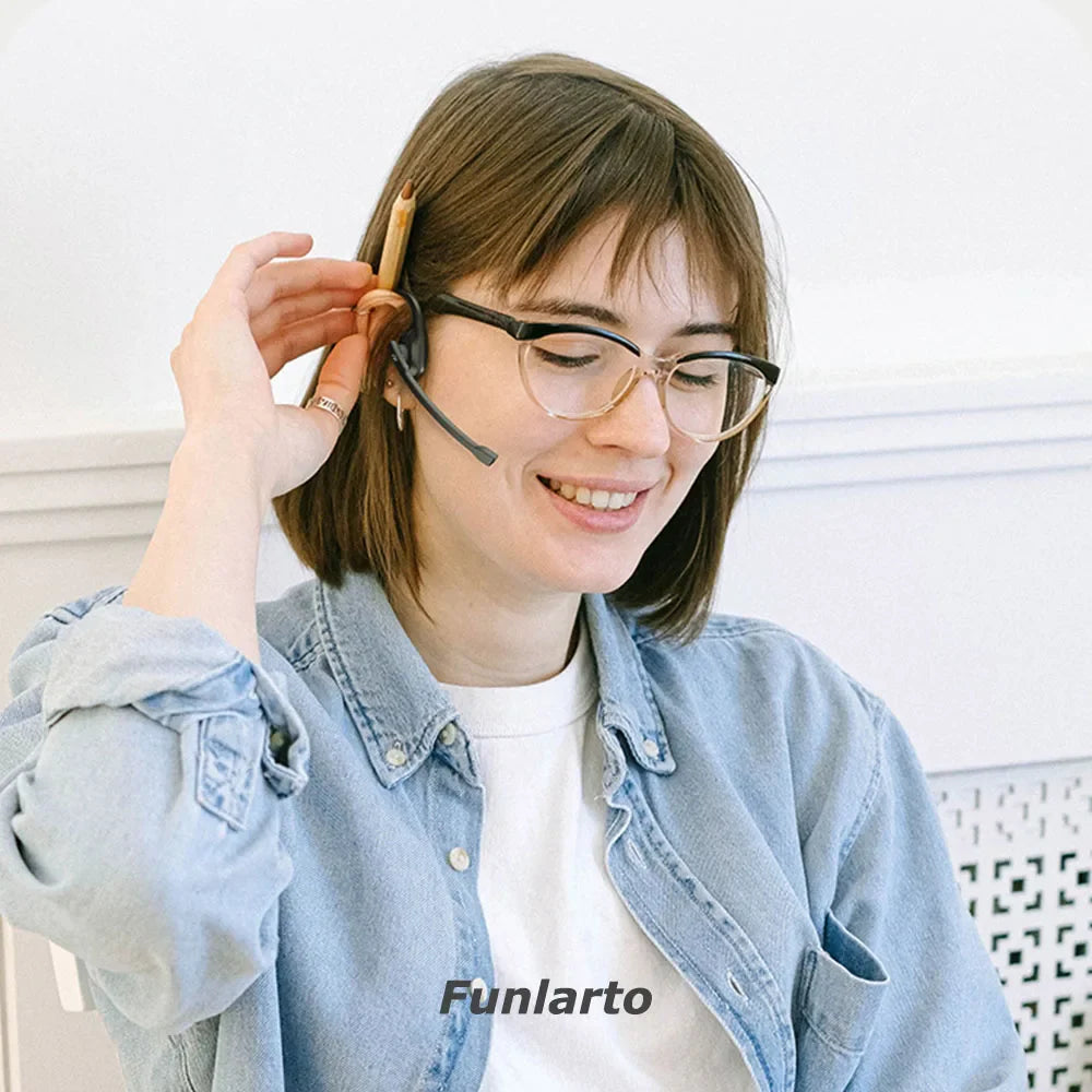 Open Ear Noise Cancelling Headset Wireless Bluetooth ENC Call Noise Elimination Computer Headphone Wireless with Boom Microphone