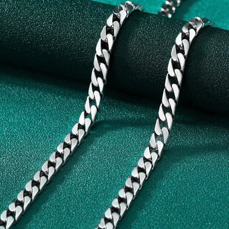 100% S925 Sterling Silver Necklace Bracelet Punk S925 Silver Jewelry Never Fade Carry certificate Men Women Jewelry Gifts