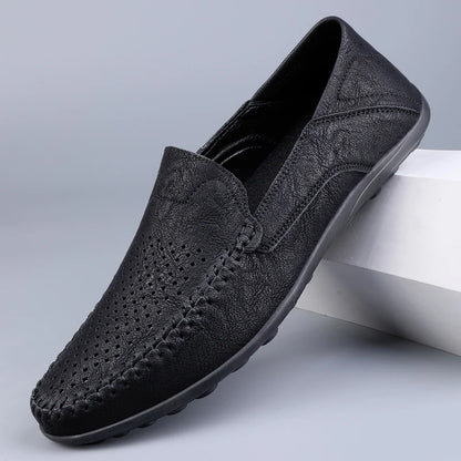 Leather Men Breathable Driving Shoes Luxury Brands Formal Men Loafers Moccasins Italian Male Lazy Shoes Black Plus Size 38-47
