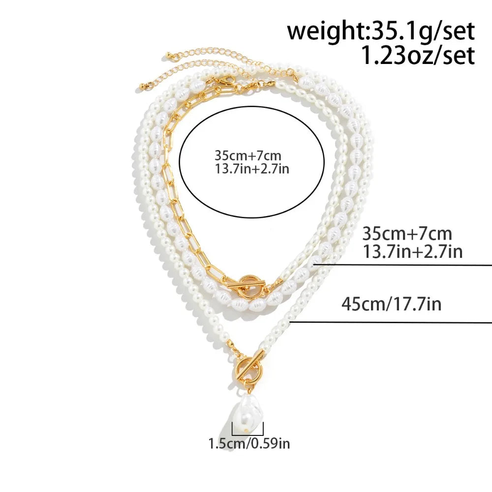 Elegant Irregular Imitation Pearl Beads Necklace for Women Vintage Party Wedding Tassels Choker Fashion Jewelry Accessories Gift
