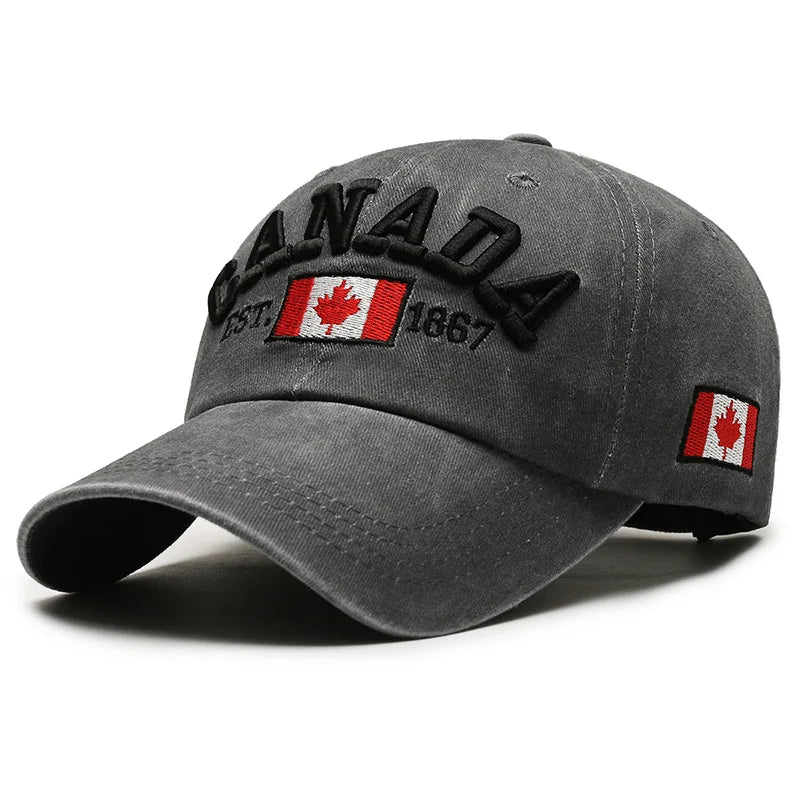 Unisex Washed Cotton Vintage Cap High Quality CANADA Letter Embroidery Baseball Cap Men And Women Outdoor Sports Hats