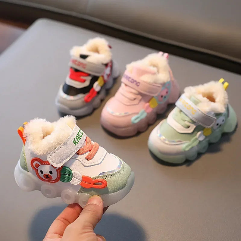 Children's Luminous Sneakers Fashion LED Cotton Shoes for Toddler Girls Boys