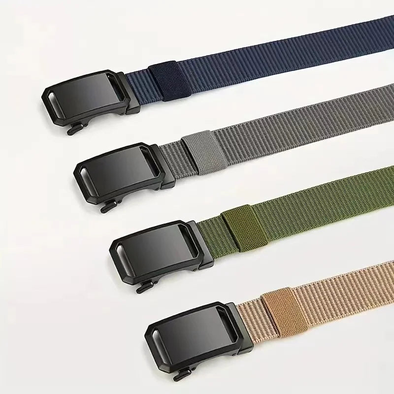 New Automatic Buckle Belt, Canvas Tactical Workwear Casual Outdoor Military Training Pants Belt For Men