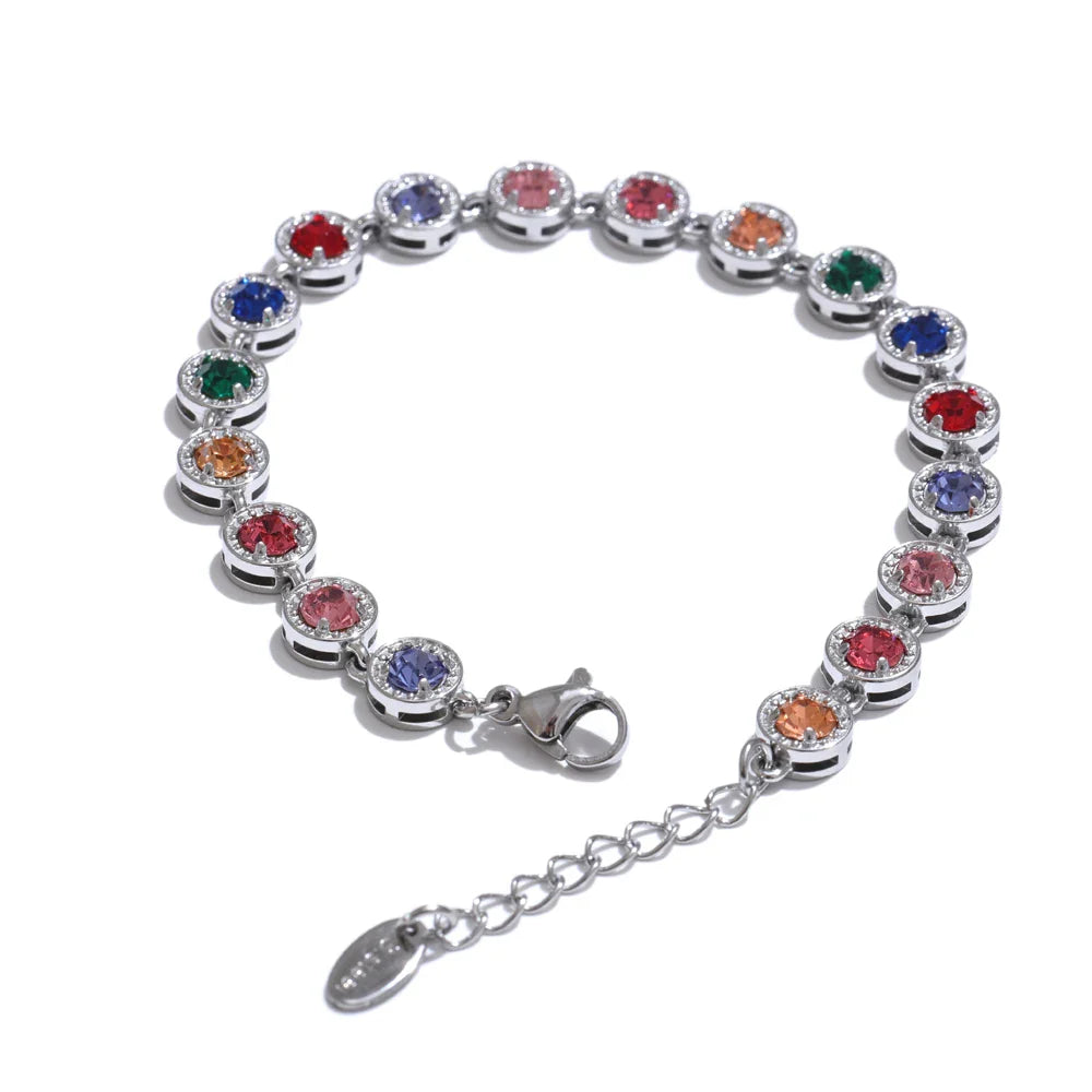 Yhpup Popular Shiny Cubic Zirconia Chain Luxury Necklace Bracelet Bangle Gold Color Platinum Plated Temperament Jewelry New