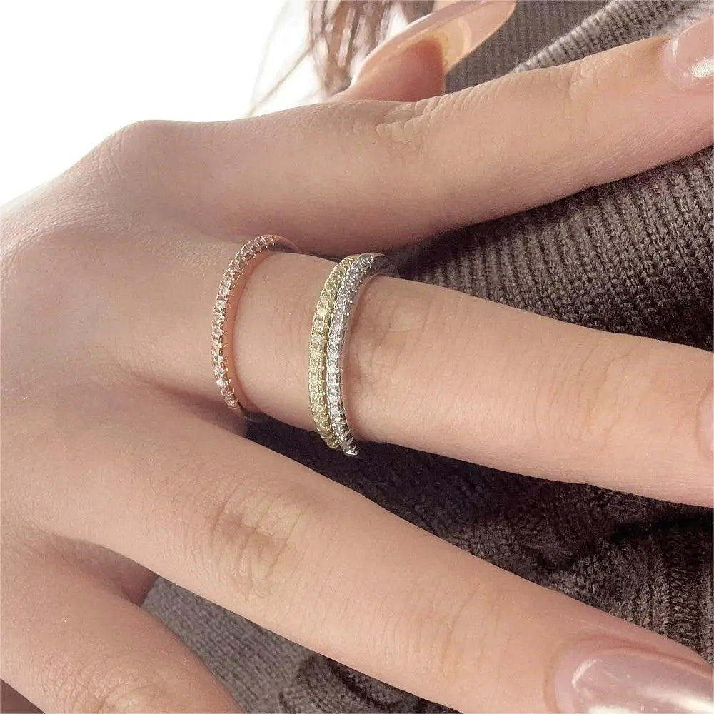 Tiny Delicate Micro Pave Zircon Rings For Women Trendy Chic Crystal Daily Dating