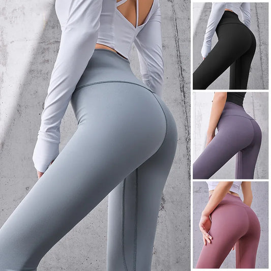 Ribbed Yoga Pants High Waisted Gym_eggings Sport Women Fitness