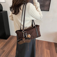 Women Shoulder Bag with Inner Pocket Flap Underarm Bag Solid Retro