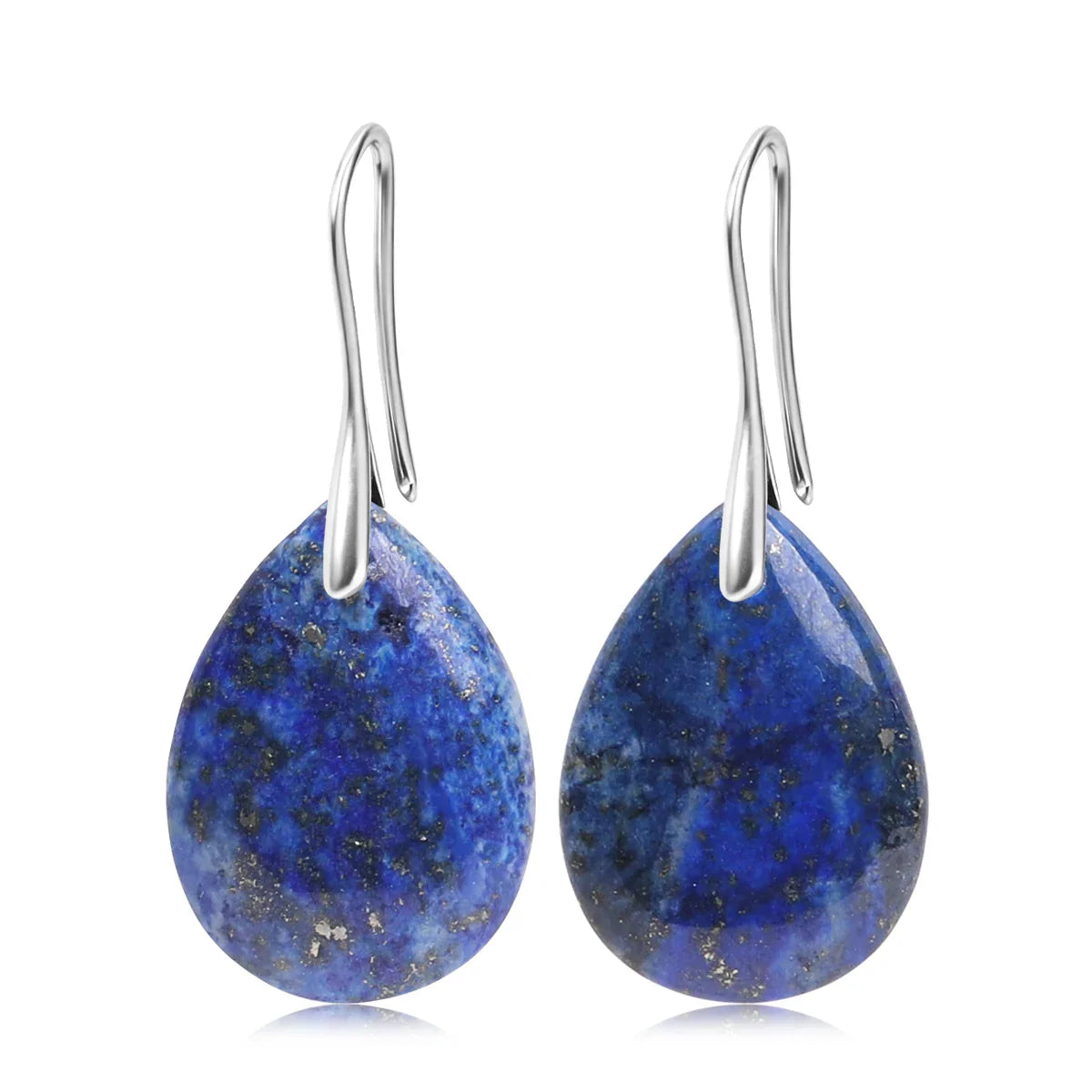 Natural Stone Pendant Women's Teardrop Earrings Elegant Gem Jewelry Creative Gift Black Obsidian Amethyst Rose Quartz Earrings