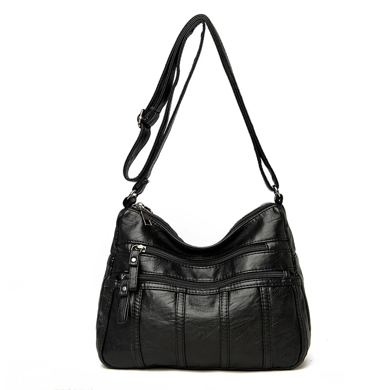 Fashion Soft Leather Crossbody Bags for Women Casual Female Multi Pocket