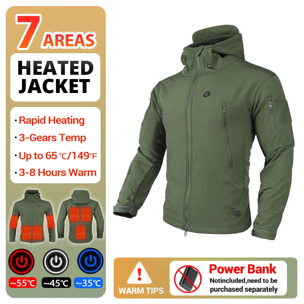 Winter Heated Jacket 7 Zone USB Electric Heating Jacket Washed Warm Jacket Man