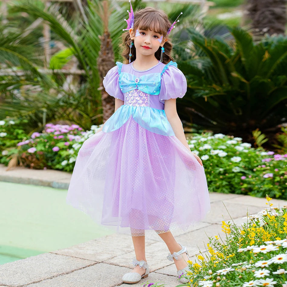 Mermaid Casual Dress For Girl Halloween Fancy Princess Cosplay Costume Kids