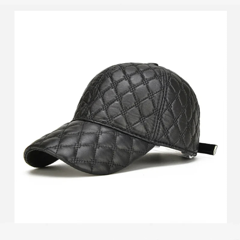 2026 Spring Genuine Sheepskin Leather 55-61CM Black Baseball Caps For Man Casual Street Gf Gorras Dad Hat