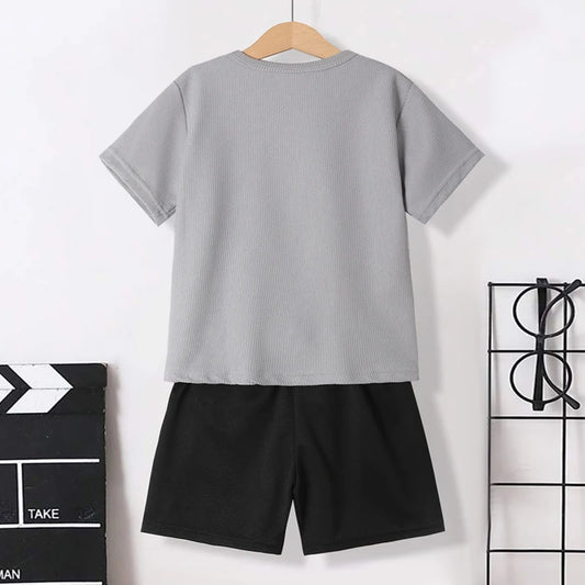 2/3 Pcs Children's Summer Fashion Joker Suit Boy Solid Color Waffle Short Sleeve Girl Joker Breathable Comfort Shorts Beach Pant