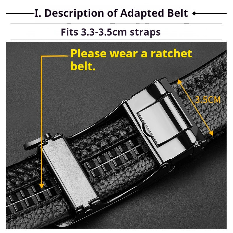 High quality ratchet belt buckle men DIY leather belt accessories 3.3-3.5cm width alloy automatic belt buckle