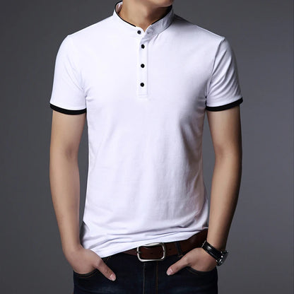 Men's Business Casual Polo Short Sleeve T-shirt Summer Comfortable and Breathable Solid  Top