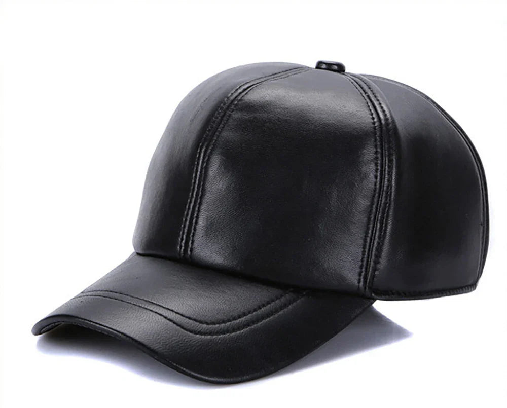 New 2026 Street Hip Hop Hat Leather Hat Fashion Adult Leather Hat Men's Warm Leather Baseball Cap Male Men Outdoor Windproof Hat