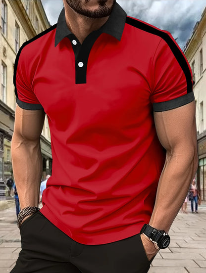 The 2025 summer new men's POLO shirt features a casual refreshing and simple printed streetwear style
