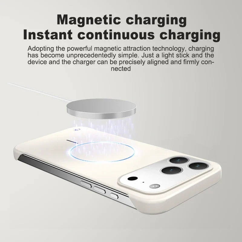 For iPhone 17 Magsafe Frameless Magnetic Wireless Charging Phone Case For iPhone 17 Air Pro Max Slim Hard Back Cover