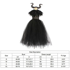 Halloween Black Queen Cosplay Costume For Girl Lace Dress Festive Child Up