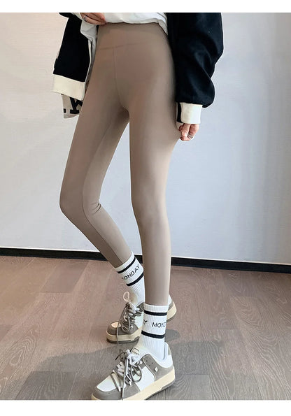 Fall Winter Brushed Shark Leggings Pants Women Seamless Feeling