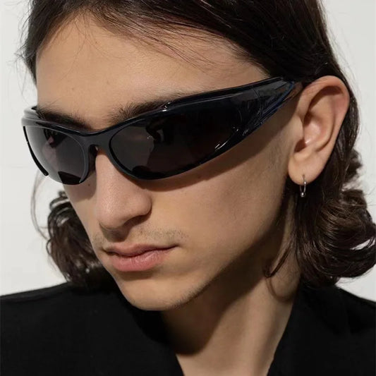 Y2k Sunglasses For Women Vintage Punk Men's Sun Glasses Retro Oval Mirror Lenses Eyewear Outdoor Cycling Goggle UV400