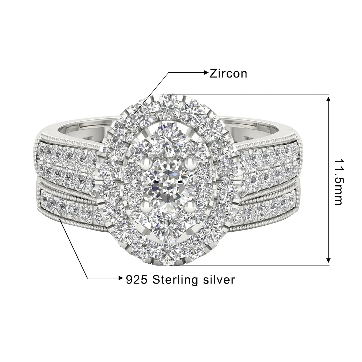 Luxury Fancy Engagement Moissanite Rings 2 Piece Solid Sterling Silver 925 Wedding Jewelry For Woman Diamond Girl Gift Certified