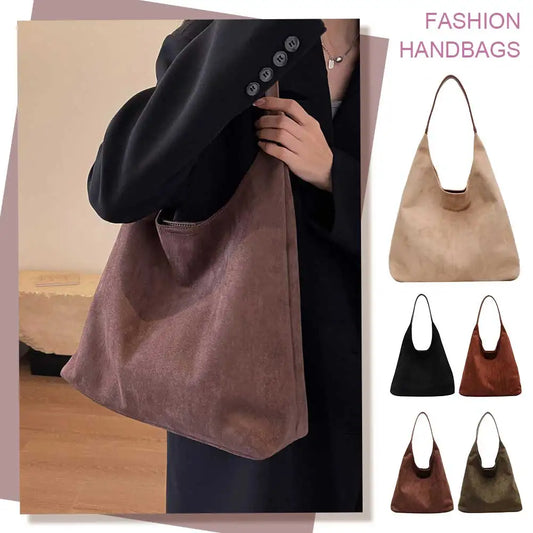 Women Suede Shoulder Bag Retro Single Shoulder Bag Large Capacity Trendy Work