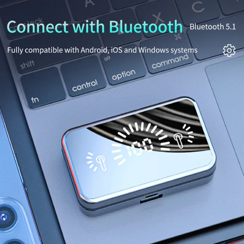 # Mirror Digital Display Wireless Bluetooth Headset 5.1 Touch Tws Business Sports Headset