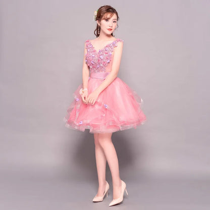 Party Dress Women 2022 Fashinable Pink Floral Summer Princess ladies Party Dress