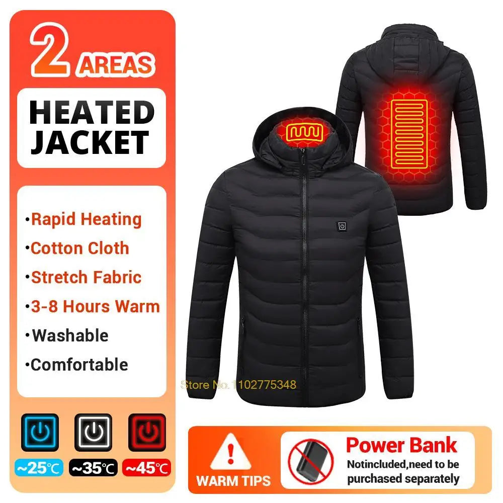 Heated Jacket Men 21 Areas USB Electric Heating Jackets Self Heated Down Jacket