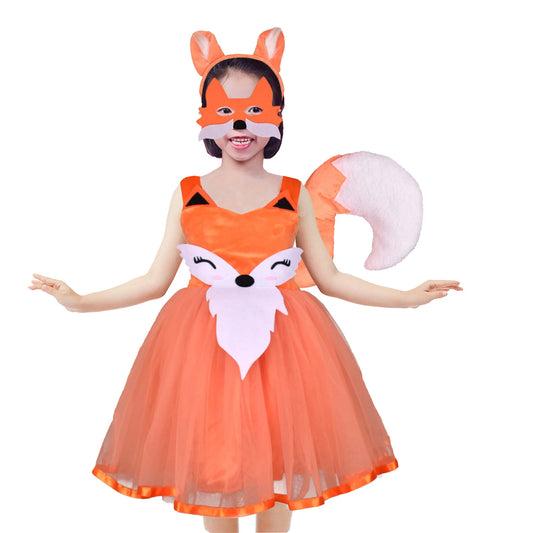 Kids Fox costume Girls Tutu Dress Headwear Tail Animal Girl Zoo Party Dresses Girls Halloween Performance Cosplay Costumes