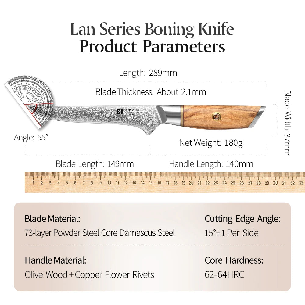 6" in Boning Knife 73-layer Damascus Steel Japanese Fish Filleting Knife