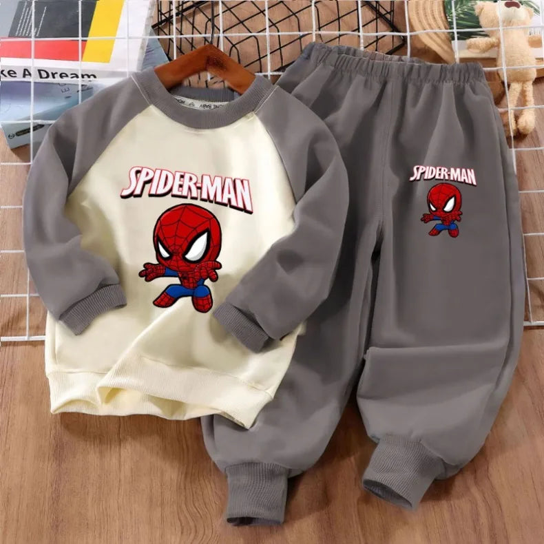 Spiderman Print Boys Spliced Sweatshirt 2-piece Sets Kids O Neck Hoodies and Long Pant 2pcs Set Kids Sport Clothes