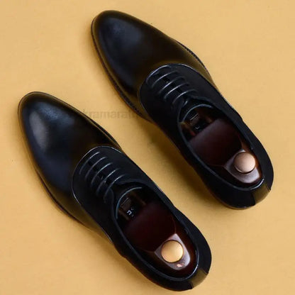 HKDQ Lace-Up Mens Oxford Shoes Handmade Genuine Leather Dress Shoes Business Party Wedding Formal Shoes For Men Size 6 To 12