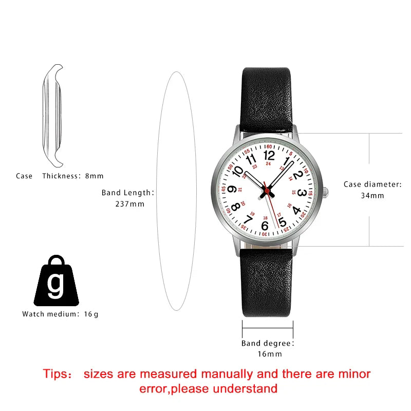 Fashion Women Watch Elegant Quartz Watches PU Leather Strap Wristwatch For Ladies Dress Clock Watches Back Light Reloj Mujer
