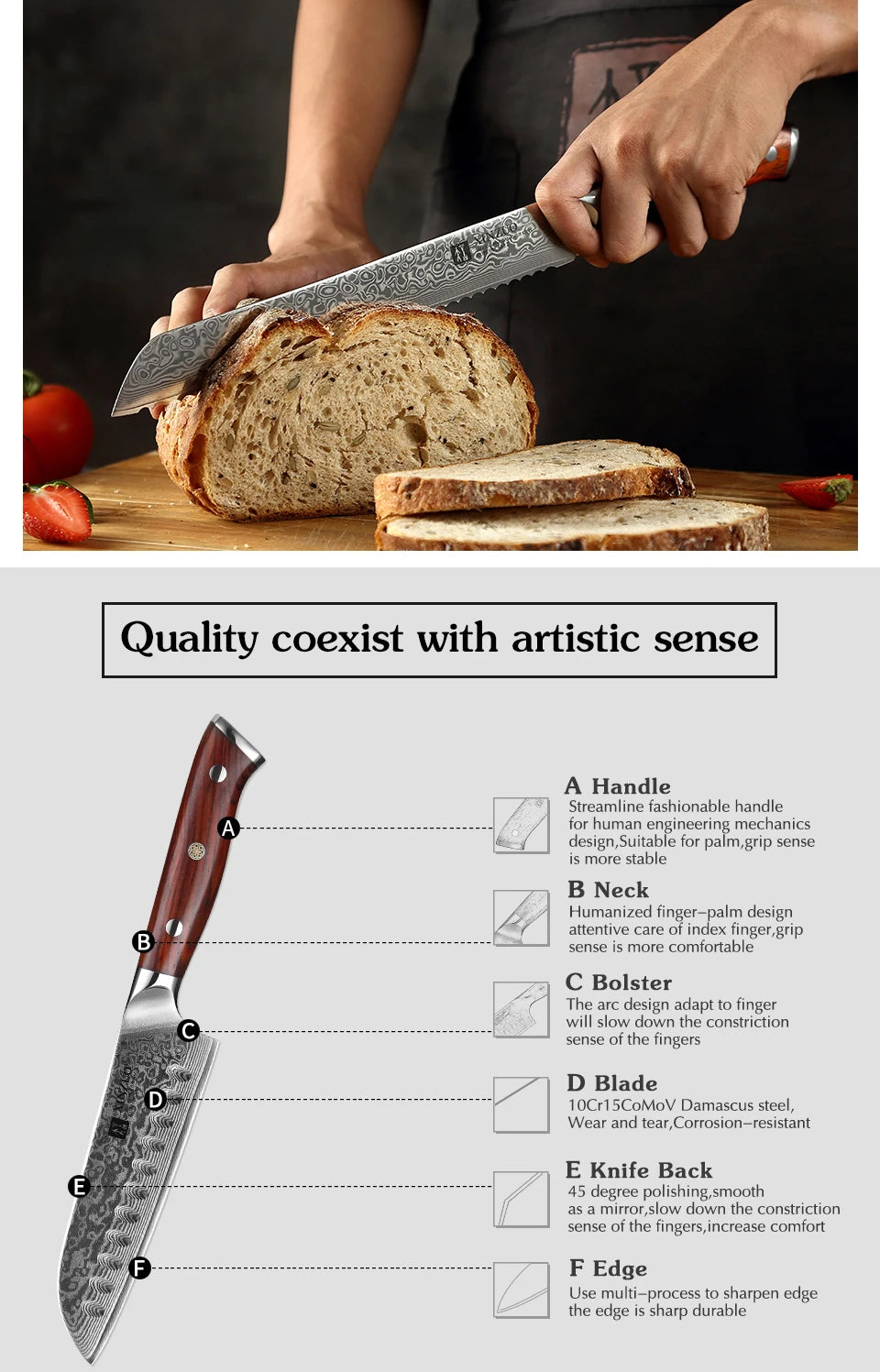 1-10 PCS Kitchen Knife 67 Layers Damascus Steel Chef Slicing Utility Paring Knife