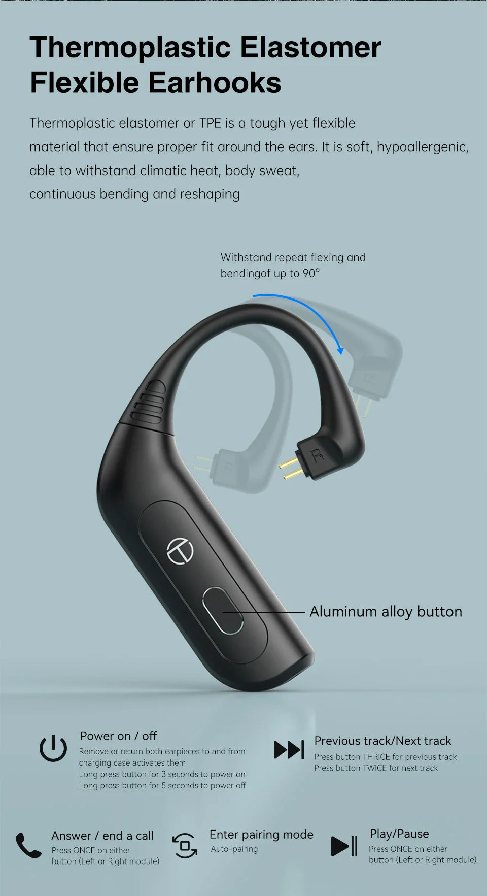 TRN BT20 PRO Wireless Bluetooth 5.3 HIFI Earphones Module Upgrade Cable Replaceable For air pods Conch 0.75 0.78 mmcx 2pinsqdc