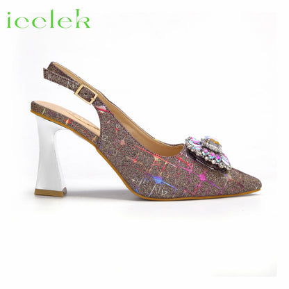 2024 Fashion Newest Arrival Colorful Pointed Toe Women Sandals Shoes Matching Bag Set For Ladies Wedding Party Pump
