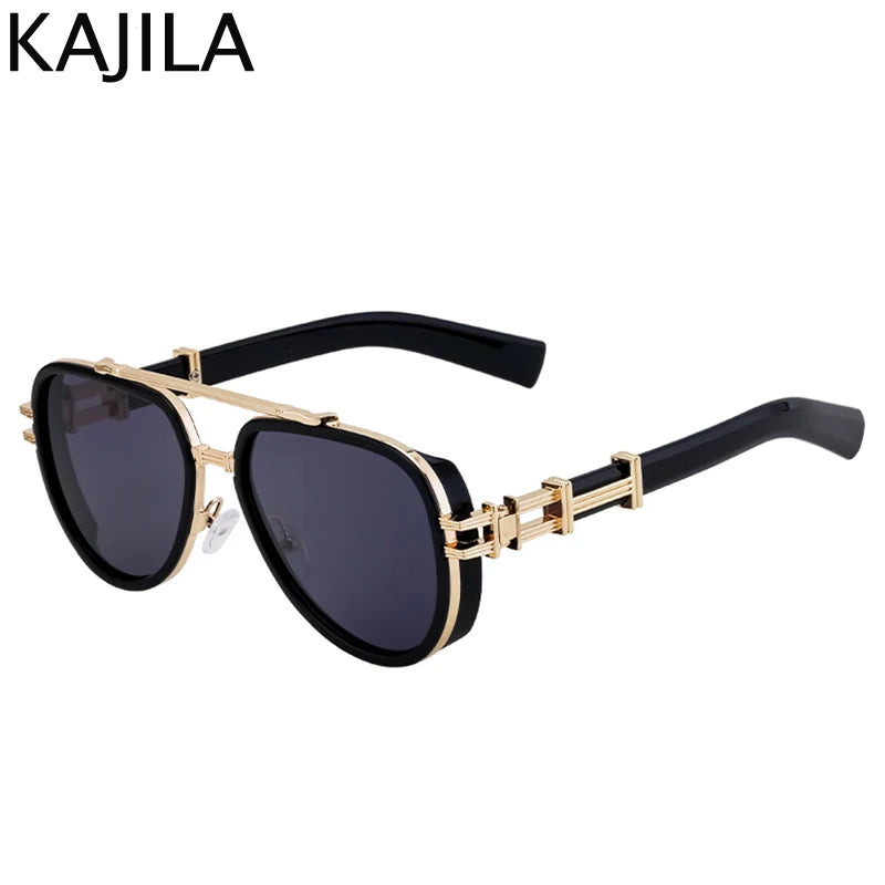 Sunglasses Men Brand Oval Metal Frame Steampunk Sunglasses